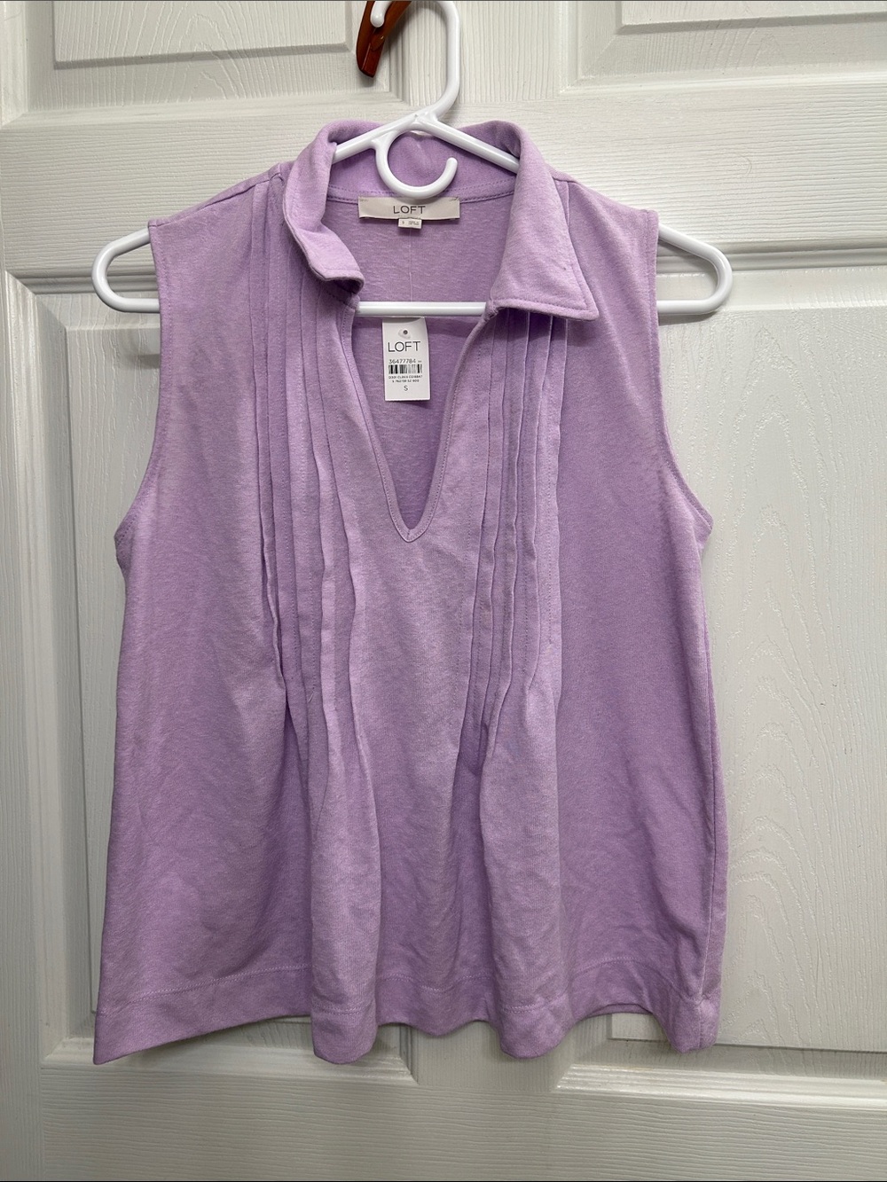 LOFT Lavender Sleeveless Collared V-Neck Tank